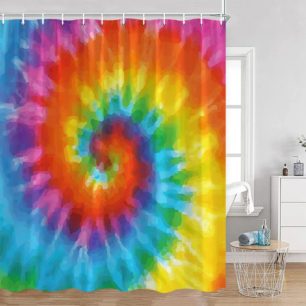 Rainbow Graffiti Shower Curtain LGBTQ Parade Love Fluid Rainbow Color Paint Style Bathroom Decorations Polyester Bath Curtain