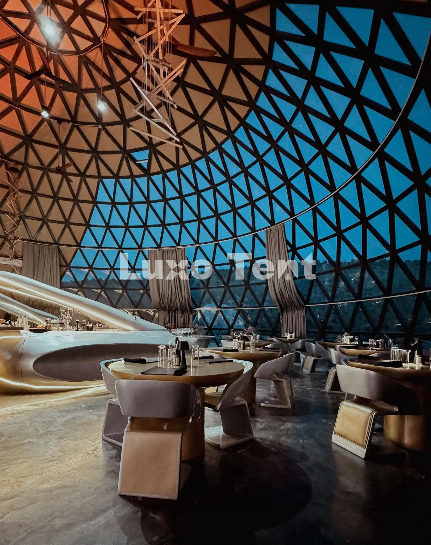 2026 Prefabricated House 12M 18M 20M Connected  Geodesic Wooden Glass Dome House for Glamping Stay Restaurant and Hotel Living