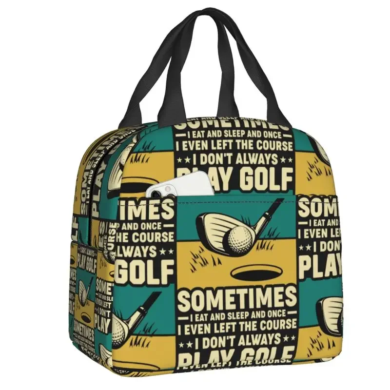 Vintage Golf Insulated Lunch Bag for Outdoor Picnic Reusable Thermal Cooler Lunch Box Women Kids Food Container Tote Bags