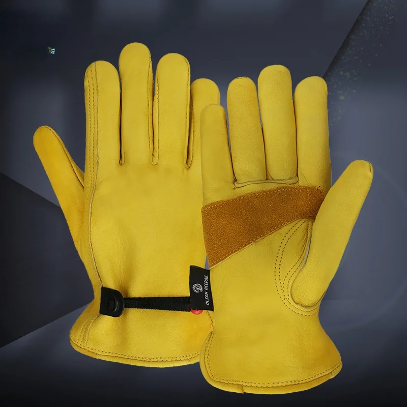 Labor Insurance Supplies Wholesale HY018 First Layer Cowhide Gloves Driver Protection Labor Insurance Gloves Clothing Gloves