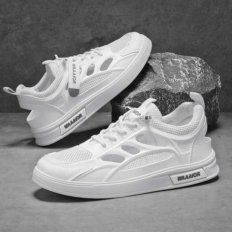 

High-quality Hot 2025 Casual New Wear-resistant Lace-up Solid-color Men's Large-sized Flat Heel Low-top Round-toe Sneakers