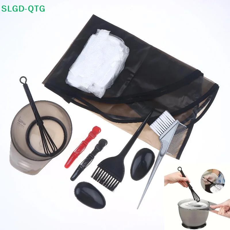 

Hot！9Pcs/Set Hairdressing Brushes Bowl Comb Clips Salon Hair Color Dye Tint Tool Set Hair Coloring Bleaching Dye DIY Tools