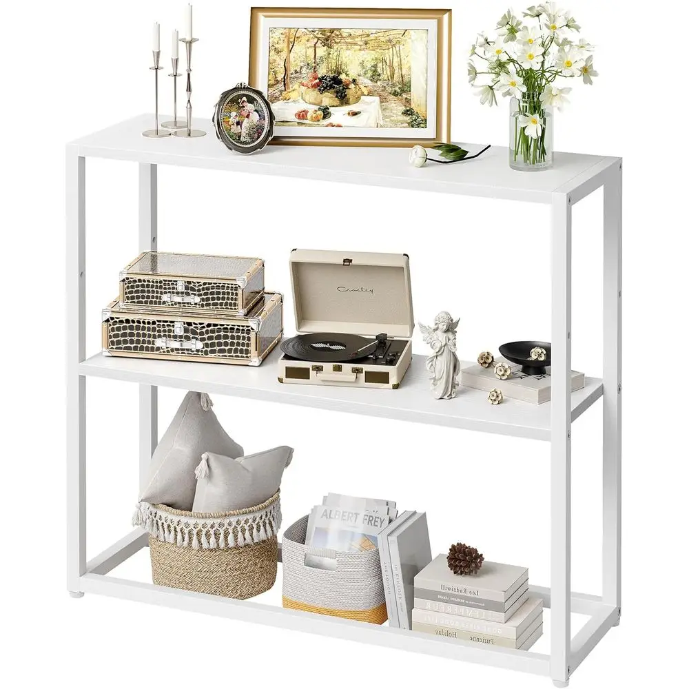 

Narrow Entryway Table with Shelves, Sofa Table, Side Table for Small Spaces, White