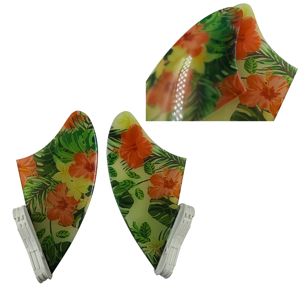 

UPSURF FCS2 Surfboard Fins K2 Double Tabs2 Fiberglass Fins Flower Color Keel Fin Surf Fins Fiberglass Twin Fin with High Quality