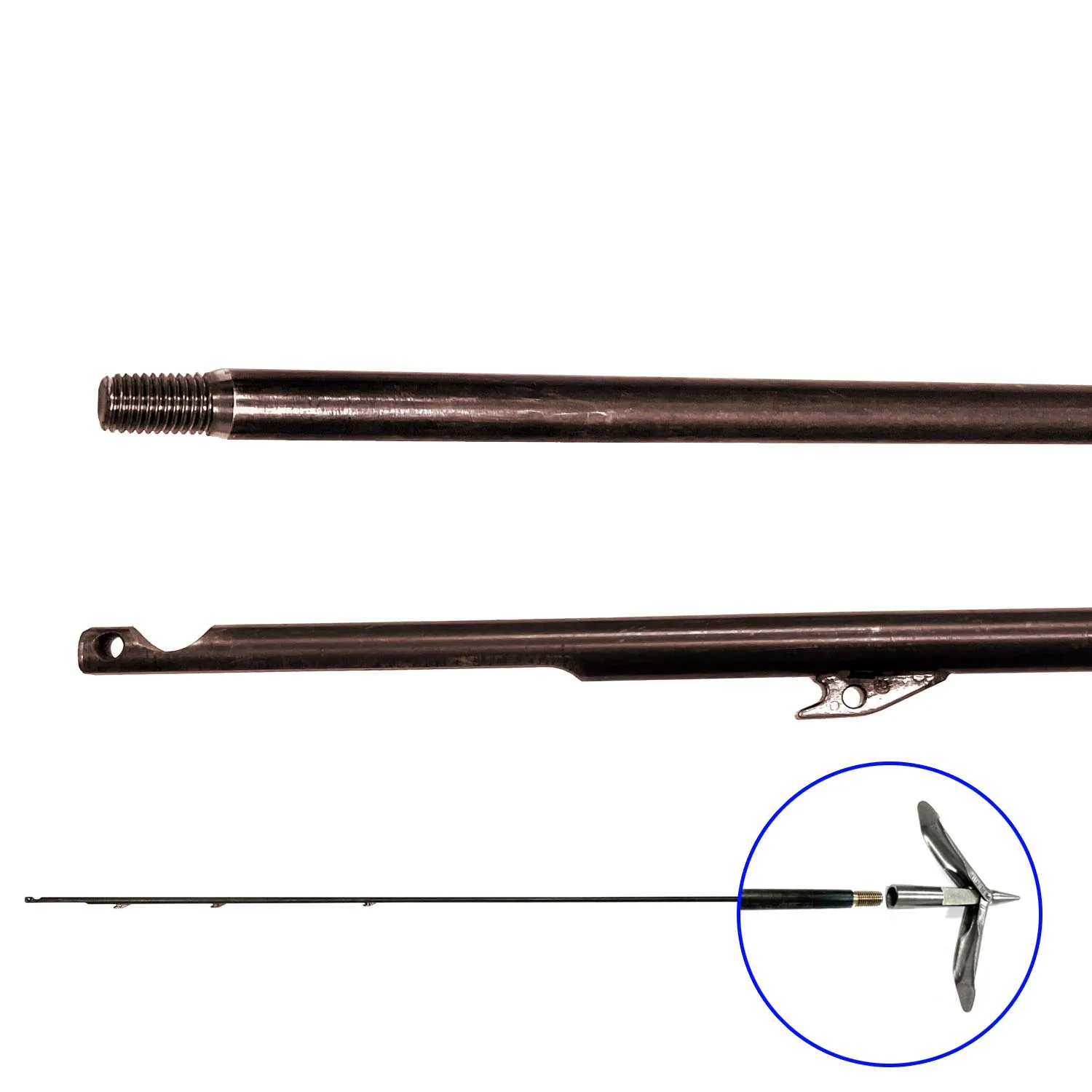 7.5mm Speargun Omer Thread Shark Finned Shaft 100cm To 200cm Rod 17-4PH Stainless Steel Squirt Spear