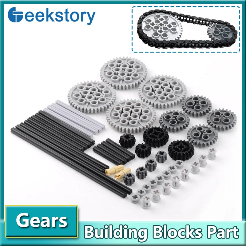 Gear/Axle Technical Building Blocks Tracks Wheels Set Multi-specification Gears Puzzle DIY Toys Accessories MOC Bricks Model