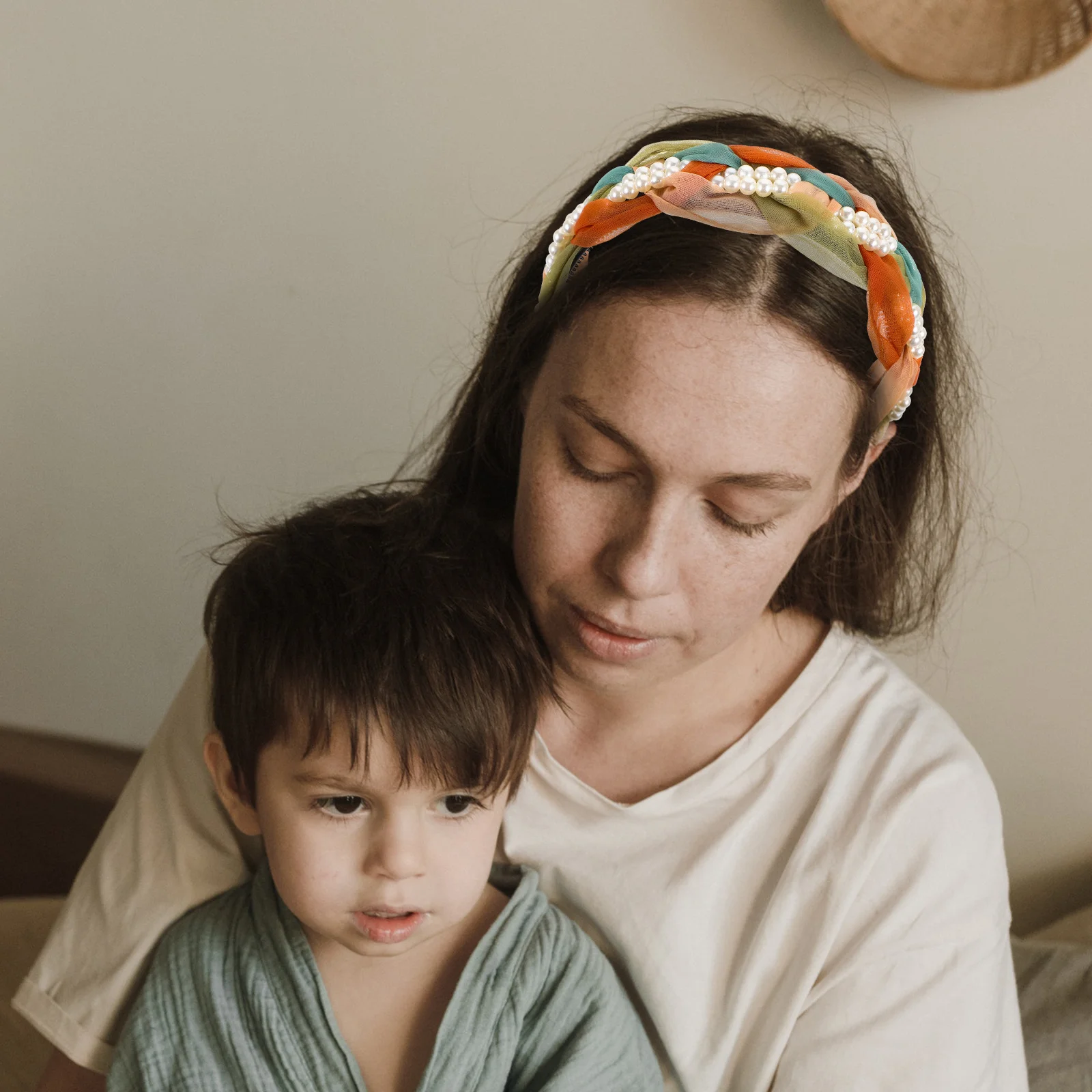 

Colorful Mesh Wide Braid Headband Pearl Hairband for Women Hair Styling Secure Hold Dressy Hair Accessories Daily Use