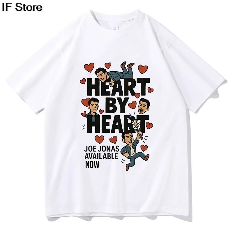 

Мужская и женская футболка Joe Jonas Heart By Heart Meme из чистого хлопка, футболки с графическим принтом, одежда, эстетичная летняя одежда