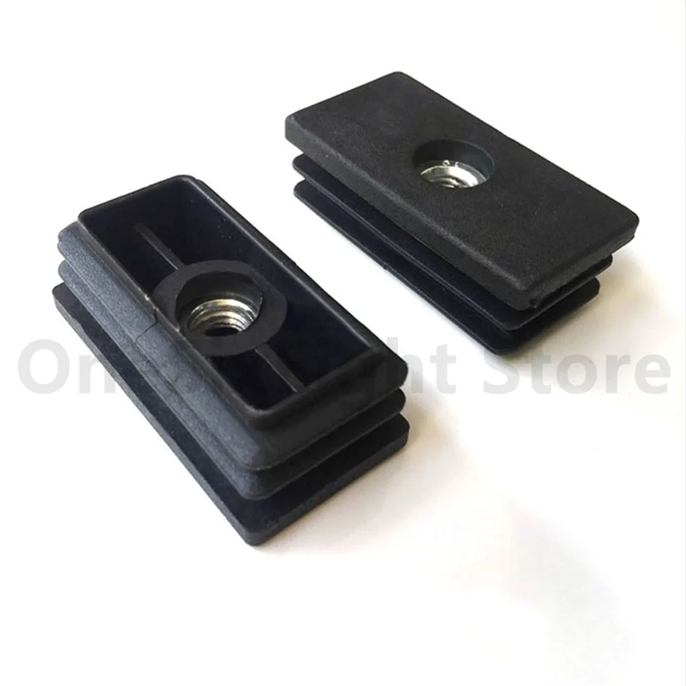 Black PE+PP Plastic Rectangular/Square Blanking End Caps Pipe Tube Inserts With M6 M8 M10 Metal Thread Furniture Feet image 5