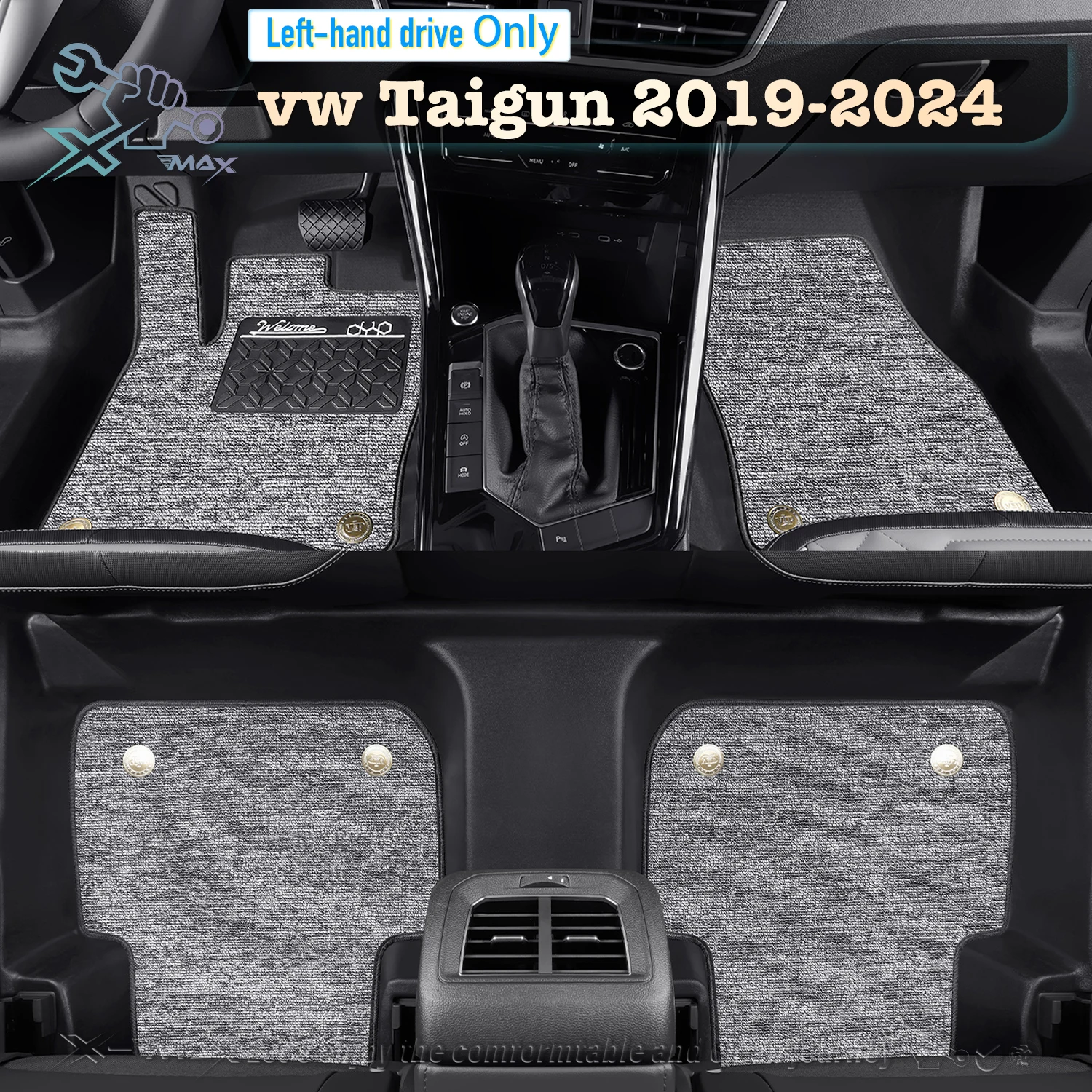 

Автомобильный напольный коврик с левым рулем для vw Taigun X 2019-2024, полноразмерный коврик для ног, автомобильный напольный коврик, напольный коврик, водонепроницаемый коврик