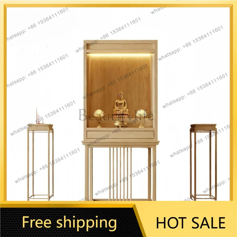 YJ Household Small New Chinese Standing Altar Cabinet Home Shrine Worship Table For Guanyin God of Wealth Guan Gong Display Unit