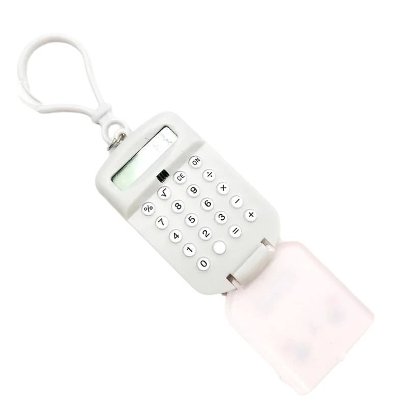Essential Pocket Calculator Keychain Tiny Student Electronic Calculator R58F