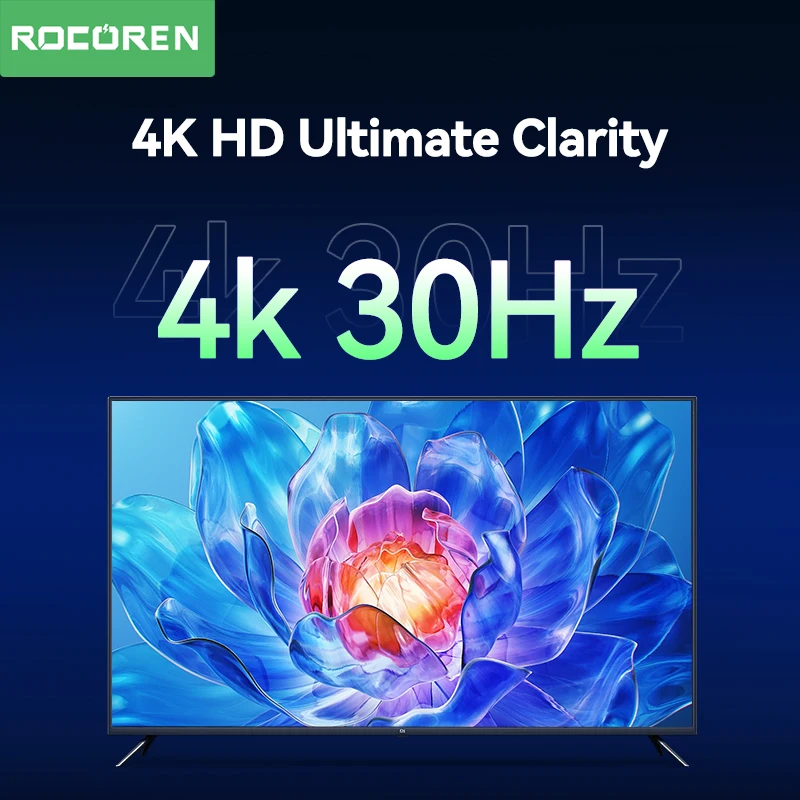 

Rocoren Type C to HDMI Adapter 4K 30Hz USB C to HDMI Converter Cable for MacBook Samsung Phones Laptop to TV Projector Monitor