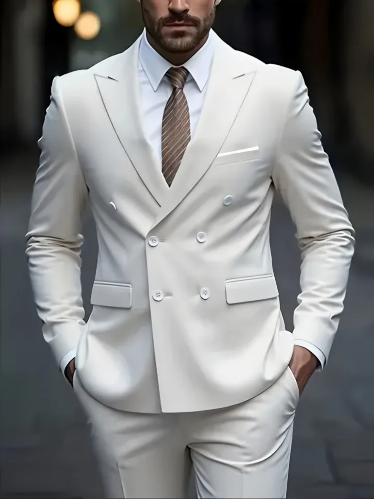 2025 موضة جديدة للرجال مزدوجة الصدر بوتيك بلون الأعمال سليم صالح مكتب العريس الزفاف أفضل للرجل فستان العمل البدلة