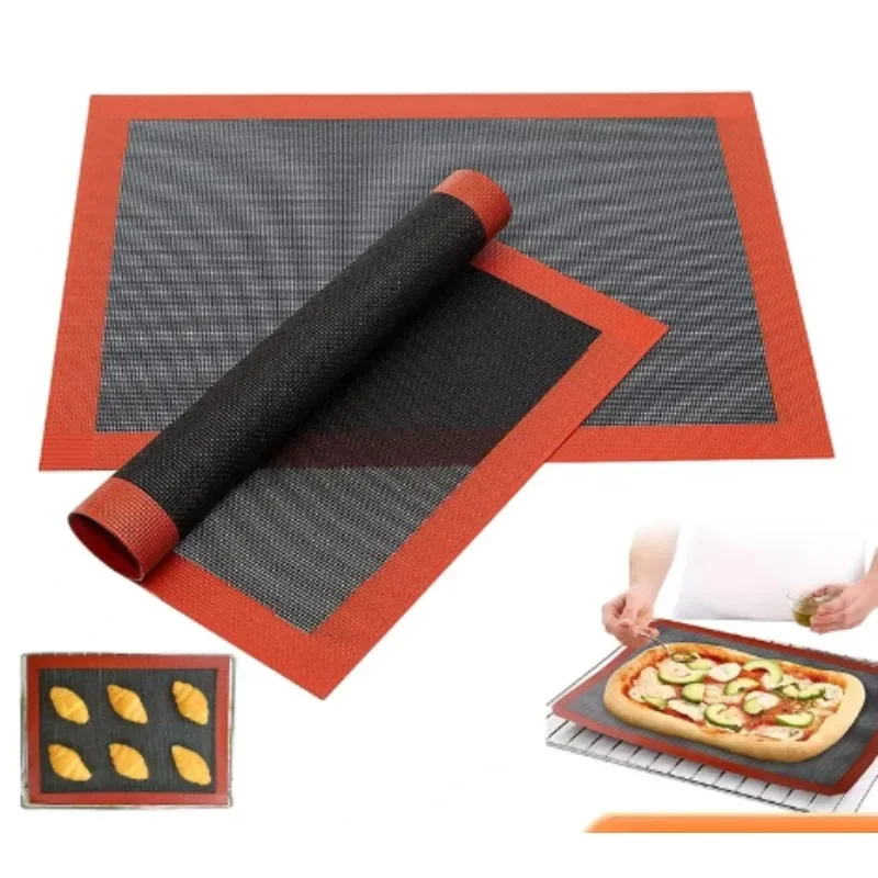 Silicone Grill Mat Baking Tray Breathable BBQ Cookie Bread Mat Oven Microwave High Temperature Baking Kitchen Tools 3 Sizes