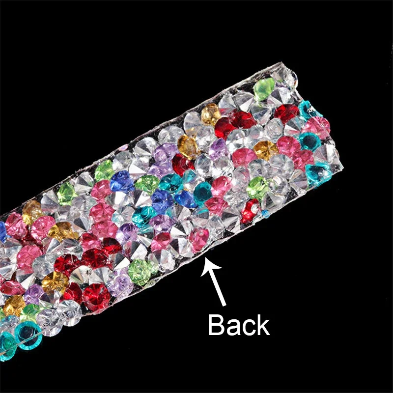 1 Yard DIY Multicolor Rhinestones Strass Crystal Chain Hot Fix Glitter Dress Rhinestone Motifs Ribbon Hot-Fix Patches Applique