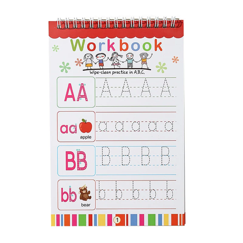 Early Education Writing Practice Book for Kids, Erasable Control Pen Copybook, English Spanish Learning Notebook, Preschool Lear