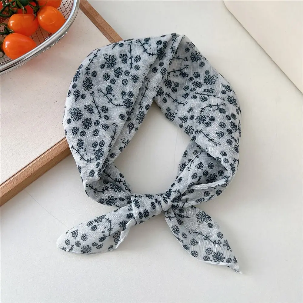 Fashion Square Silk Scarf Double Sides Flower Pattern Head Handkerchief 58*58cm Handbag Wraps Hair Scarf Female