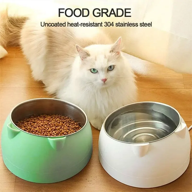 1pc Cat Bowl Creative Inclined Kitten Puppy Food Feeding Bowls Stainless Steel Cats Drinking Feeder Pet Dog Bowl for cat feeder