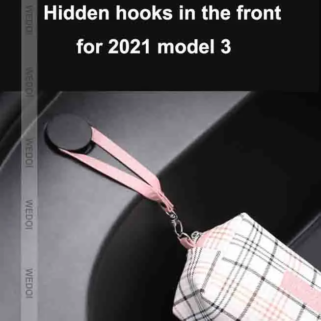 2PCS Car Grocery Bag Hooks For Model 3 2021 ForTesla Front Trunk Hook Punch-free Hook Car Accessories Car Storage Hook