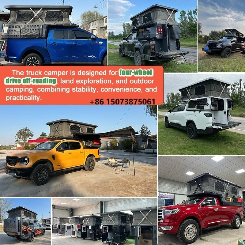 Lightweight Rooftop Tent Pop up Tent  Gladiator Camper Slide on Camper Australia Flat Bed Truck Camper