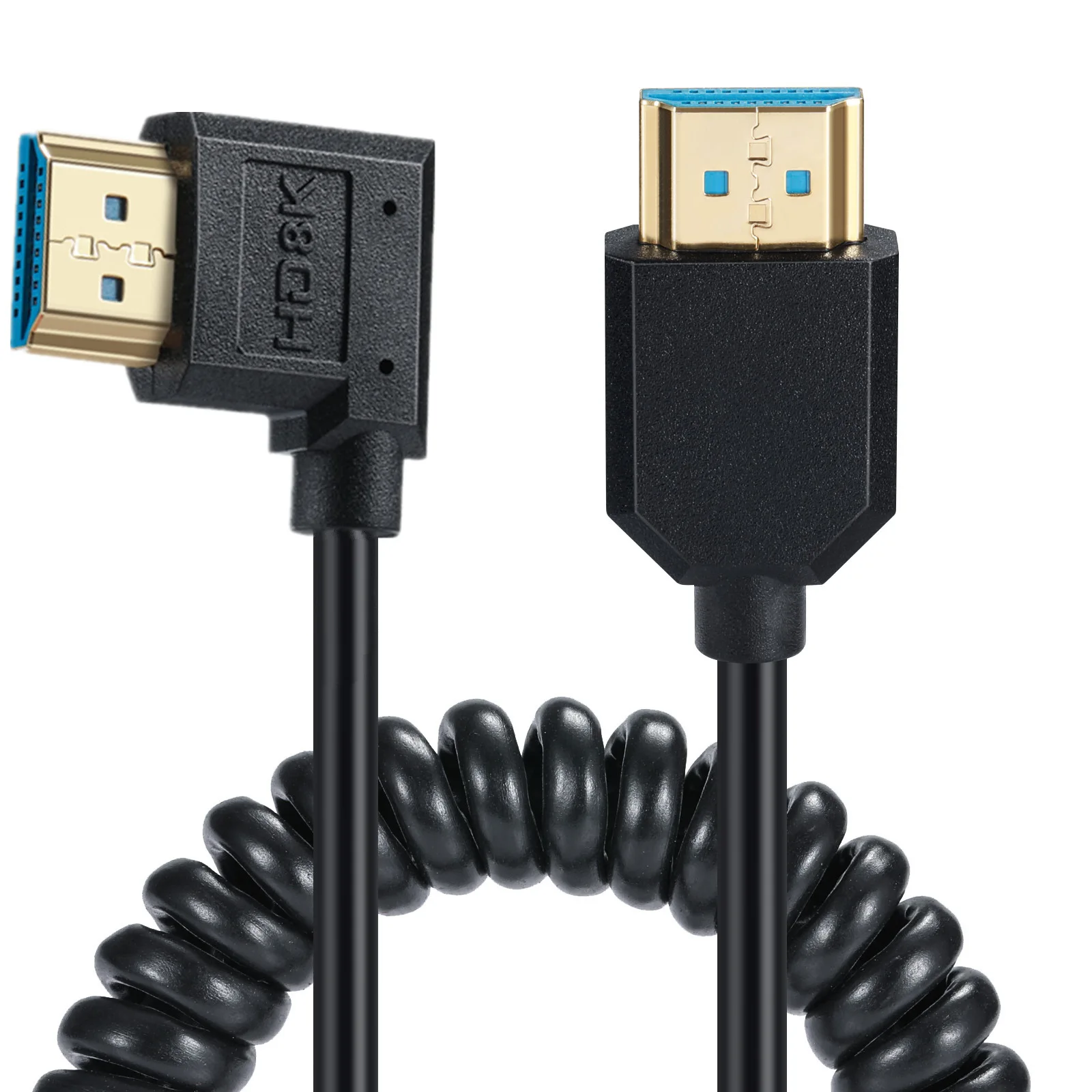 HDMI Coiled Cable  8K Super Flexible Slim Cable Supports 48Gbps for Camera Camcorder Monitor TV PS4 PS5 Monitor PC 3D 8K60 4K120