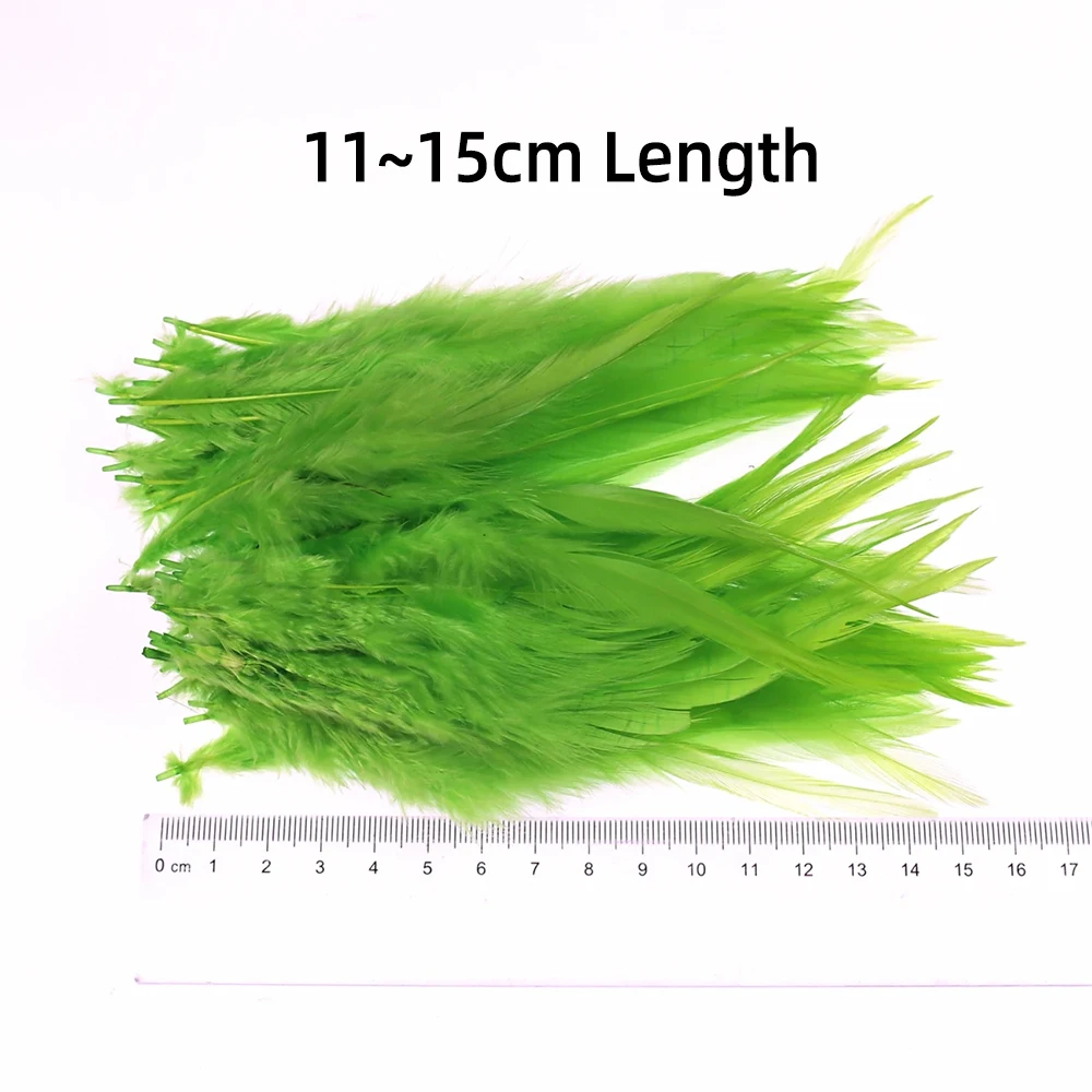 50PCS/Pack Colored Rooster Saddle Hackle Fly Tying Cock Schlappen Feathers for Trout Salmon Bass Saltwater Streamer Flies