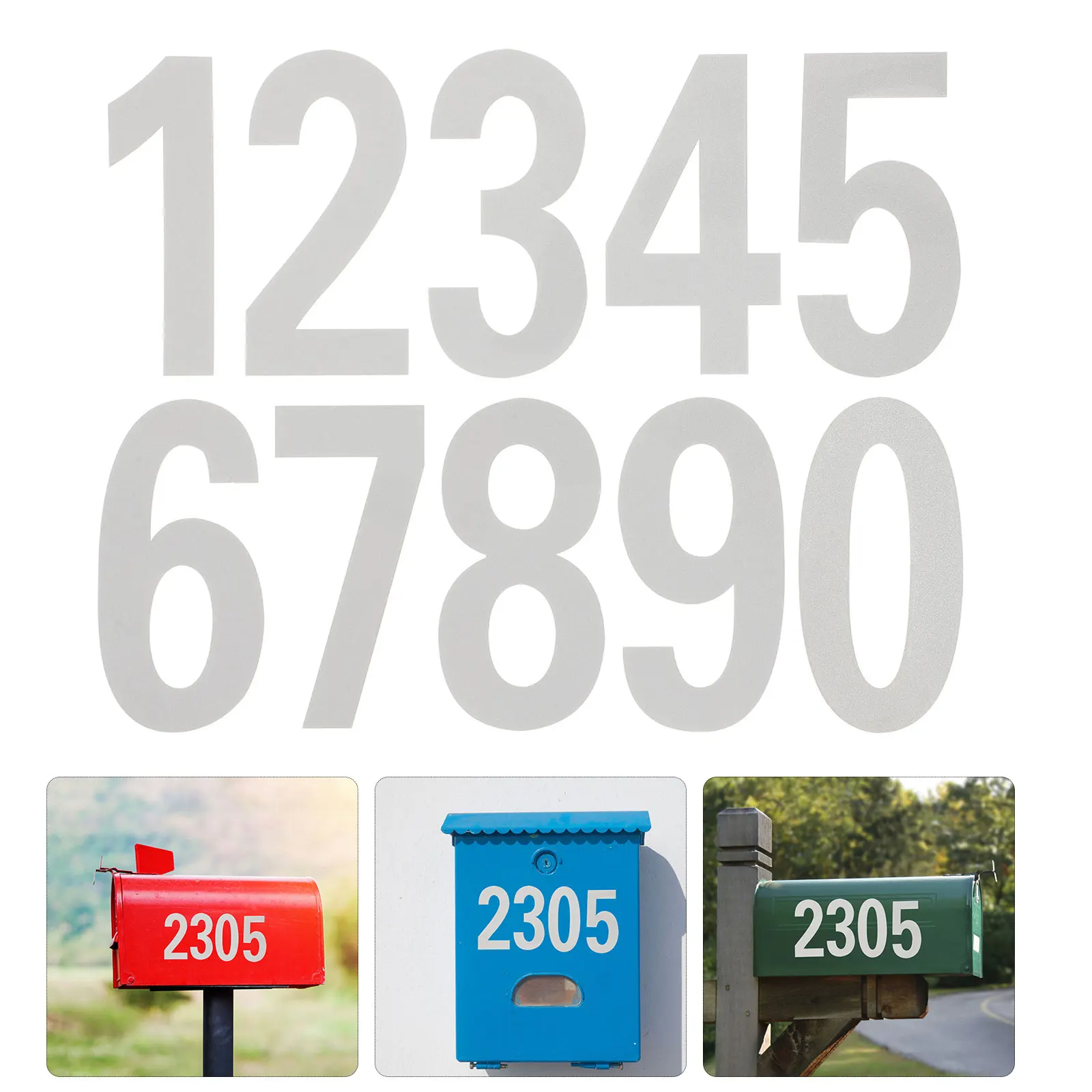 

4 Sheets PVC PET Reflective Mailbox Numbers Stickers 4 Inch Self Adhesive Outdoor Durable Address Labels for Mailboxes Signs Car