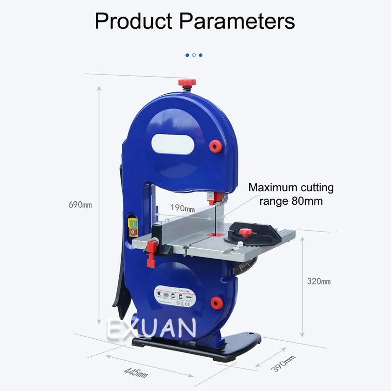 Household Small Band Saw Joinery Cutting Machine 8 Inch Mini Vertical Sawing Machine Saw Blade Metal Cutting Band Saw Machine