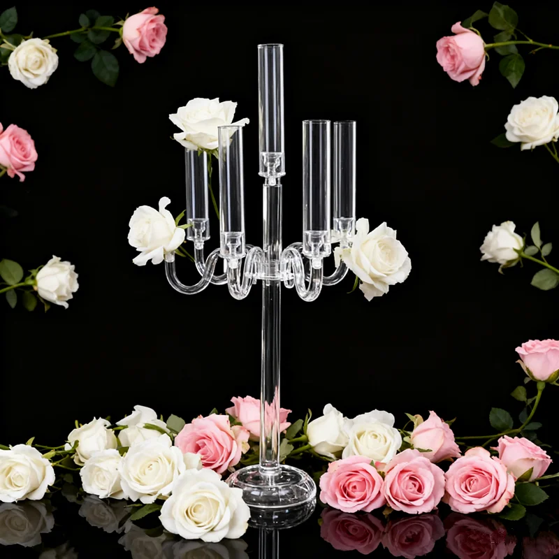 5pcs10 PCS 5 Arms Candelabra Acrylic Wedding Party Store Store Centerpieces Flower Stands Party Candlesticks Decoration