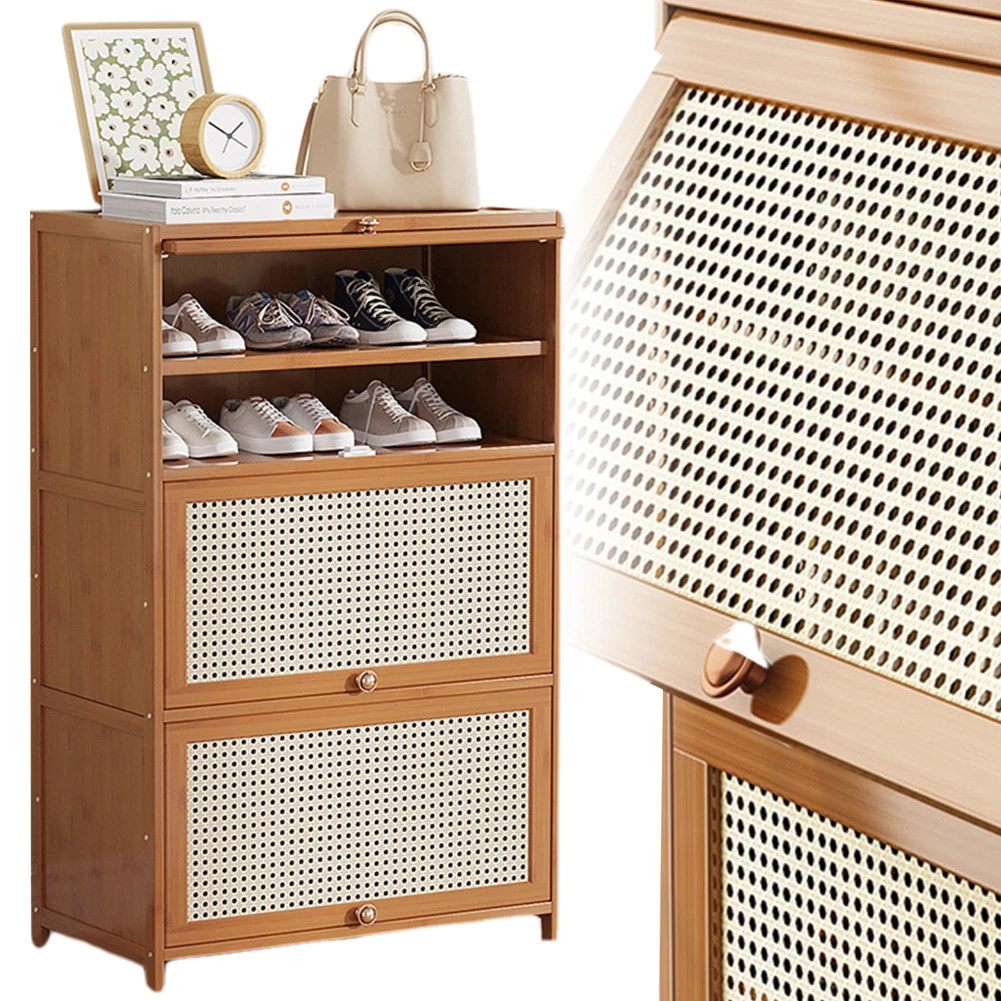 

Entryway Narrow Shoe Storage Cubby with 2 Flip Drawers & Door Shoe Storage Cabinet 7-Tier Narrow Shoe Shelf for Home Living Room