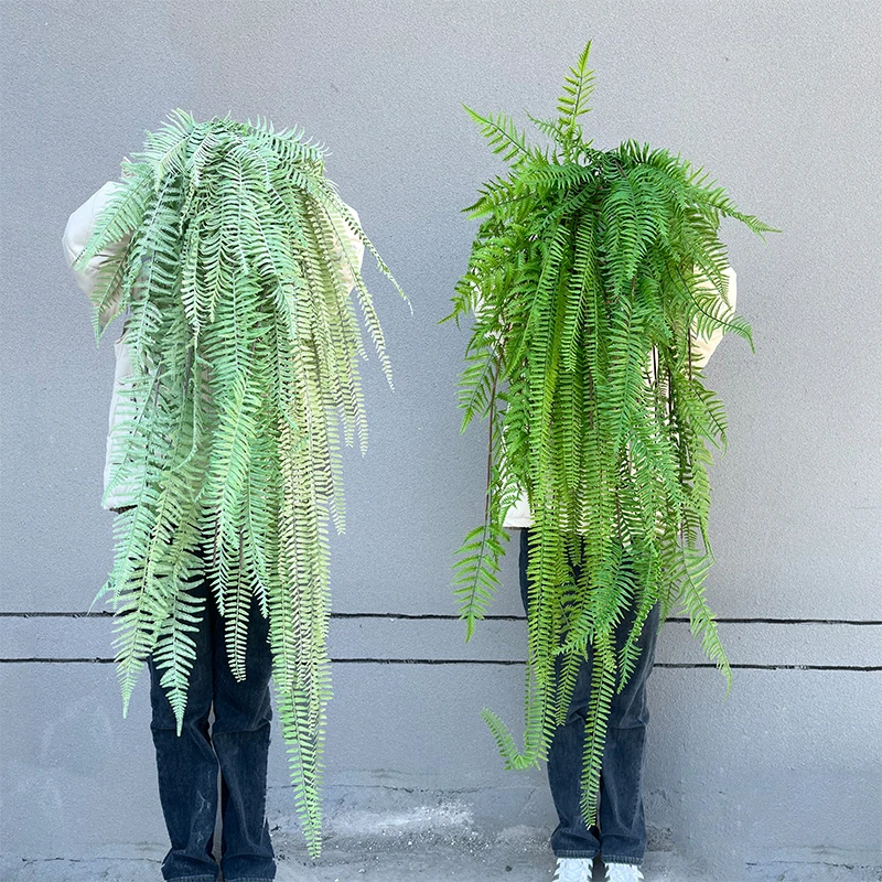 Plantas verdes artificiales de 120cm, hoja persa grande para colgar en la pared, hojas de helecho, enredaderas, barras al aire libre, materiales de decoración para restaurantes