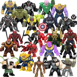 Marvel Building Blocks Toy, Mini Figuras Modelo, Grande Duende, Homem-Aranha, Homem de Ferro, Veneno, Capitão Falcão, Deadpool, Armadura Técnica, Presente Cidade