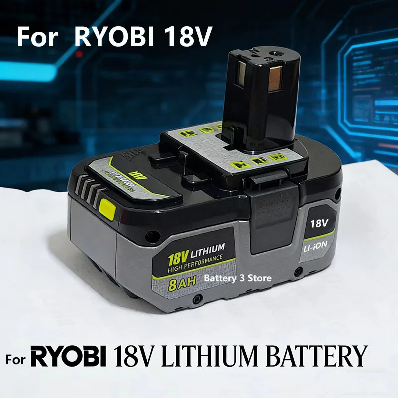 Li-ion Battery for RYOBI 18V 4Ah/ 6Ah/ 8Ah Compatible with all 18V power tools  RB18L50 /RB18L20 P104 P108 P107  P109
