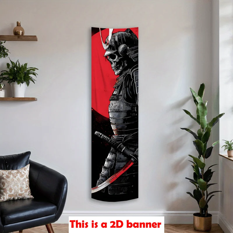 VIKAMA Long Skeleton Warrior Japanese Ukiyo-e Tapestry Hanging Cloth Trendy Men and Cool Wall Decoration Room Decoration