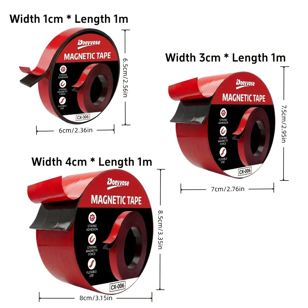 Doeyvose Self-adhesive Rubber Magnet Strip, Ideal for Fridge Decor, Poster & Photo Fixing, Household Office Use