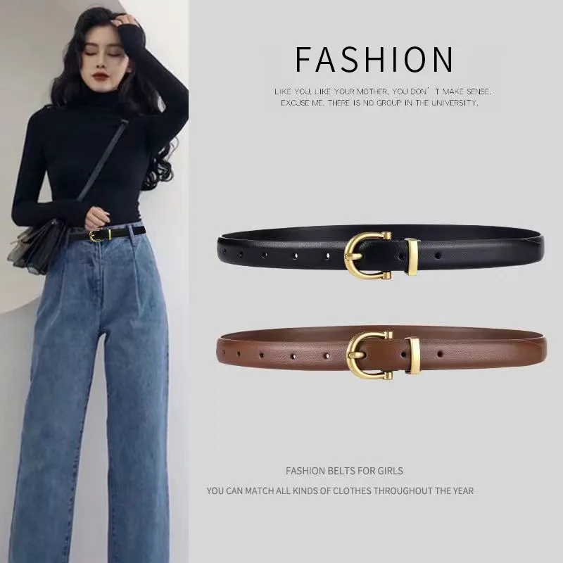 Luxury Designer Women Belt Genuine Leather Female Fashion Metal Belt Buckle Waistband 3 Colors High Quality Trend Belt Lady New