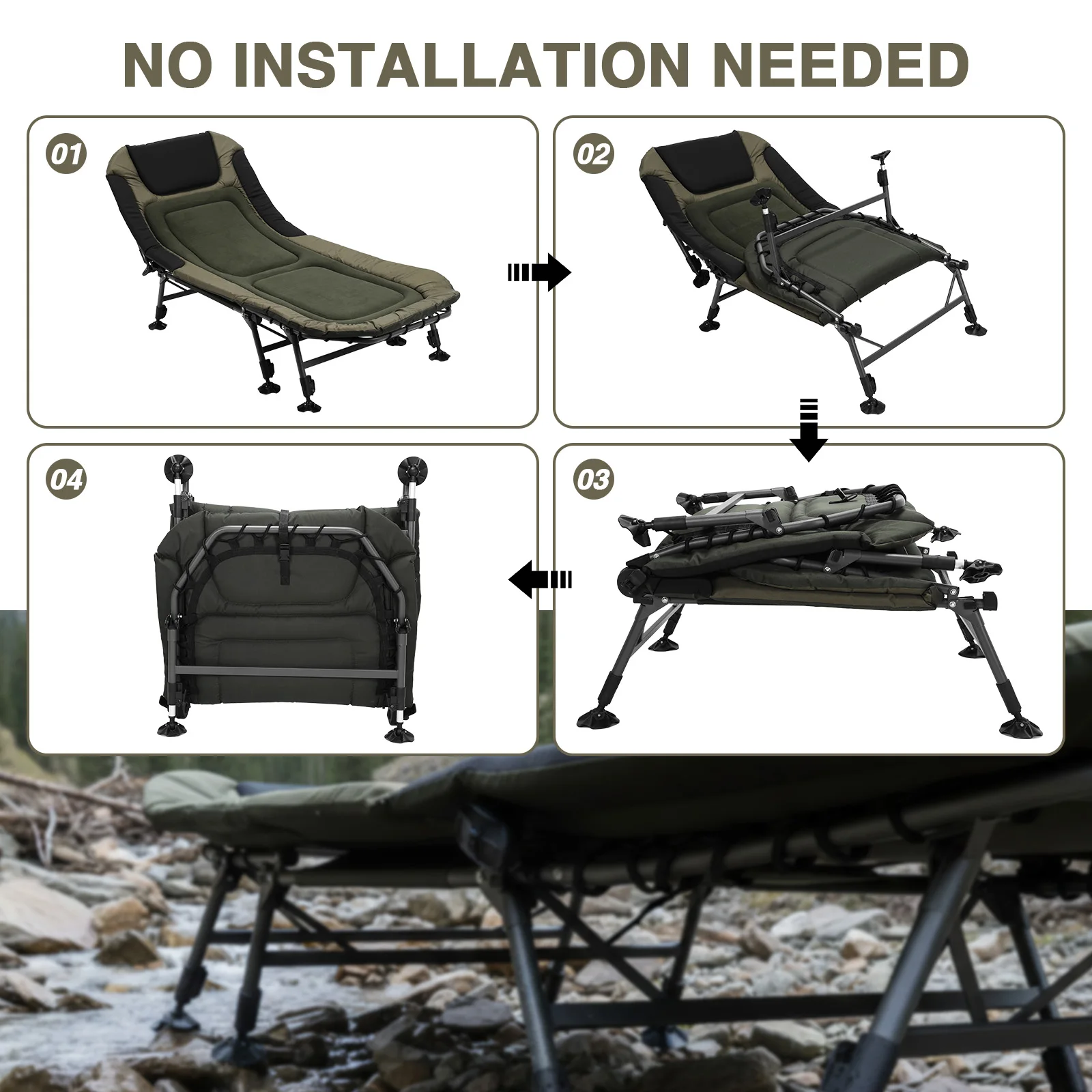 

600D Oxford Heavy Duty Folding Bed with Carry Bag Foldable Sleeping Cots Holds Up To 180KG for Outdoor Travel Beach Hiking