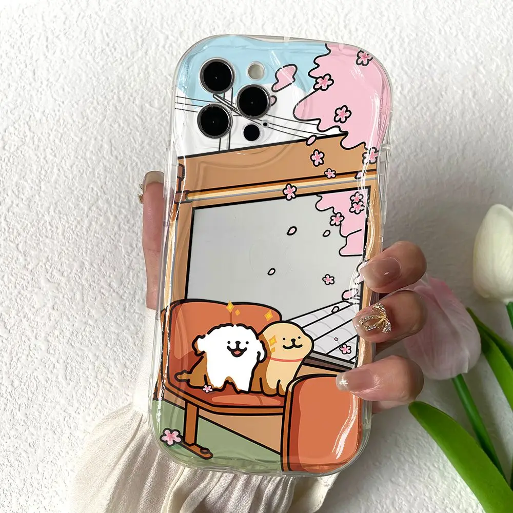 Cute Line puppy Phone Case for Oppo Reno 11 8 7 6 5 4 Reno11 Reno8 Reno7 Reno6 Reno5 T Z F Pro 4G 5G 3D Creamy Wave Soft Cover