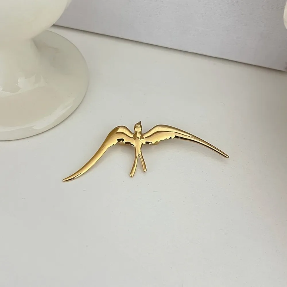 Exquisite Copper Swallow Brooch Olive Branch Elegant Peace Dove Pin Stainless Steel Minimalist Birds Badge Suit Accessory