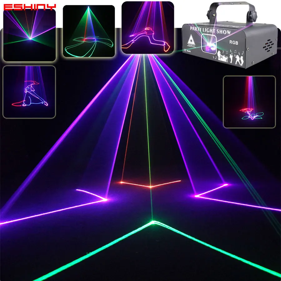 DM500 Animation RGB Laser Beam Lines Stage Disco Light DJ Party Pattern Projector Scans DMX Dance Bar Christmas Show G21