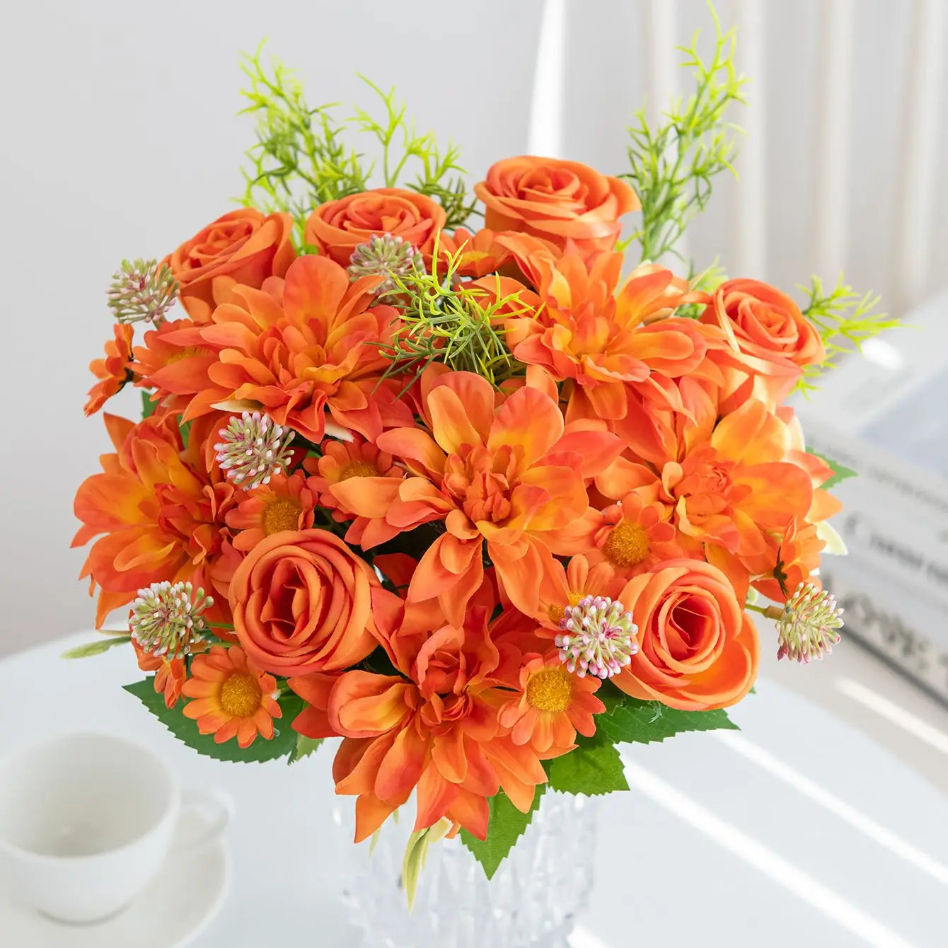 Künstliche Blumen Seiden-Dahlien Rosen Valentinstag Hochzeit Brautsträuße Scrapbooking DIY Geschenk Heim Zimmer Garten Wanddekoration Bestseller