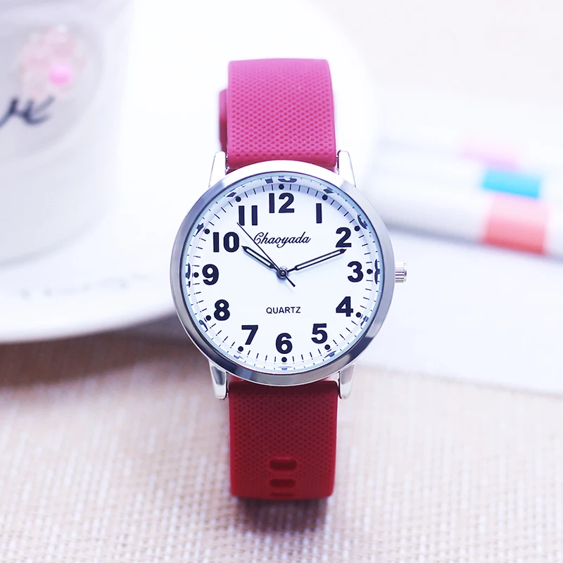 fashion brand hot sale young woman man boys girls silicone strap clear digital quartz wristwatch students exam study watches