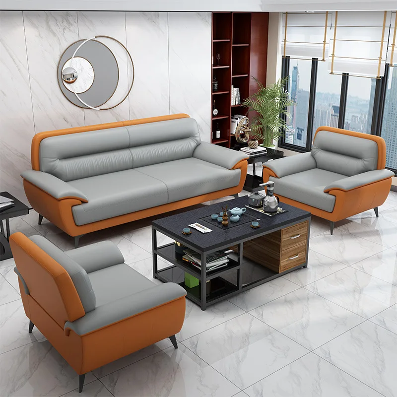 Office European Sofa Set Style Modern Sectional Sofa Chinese Hot Sale Office 3 Years 2 Sets Office Furniture Synthetic Leatherpr