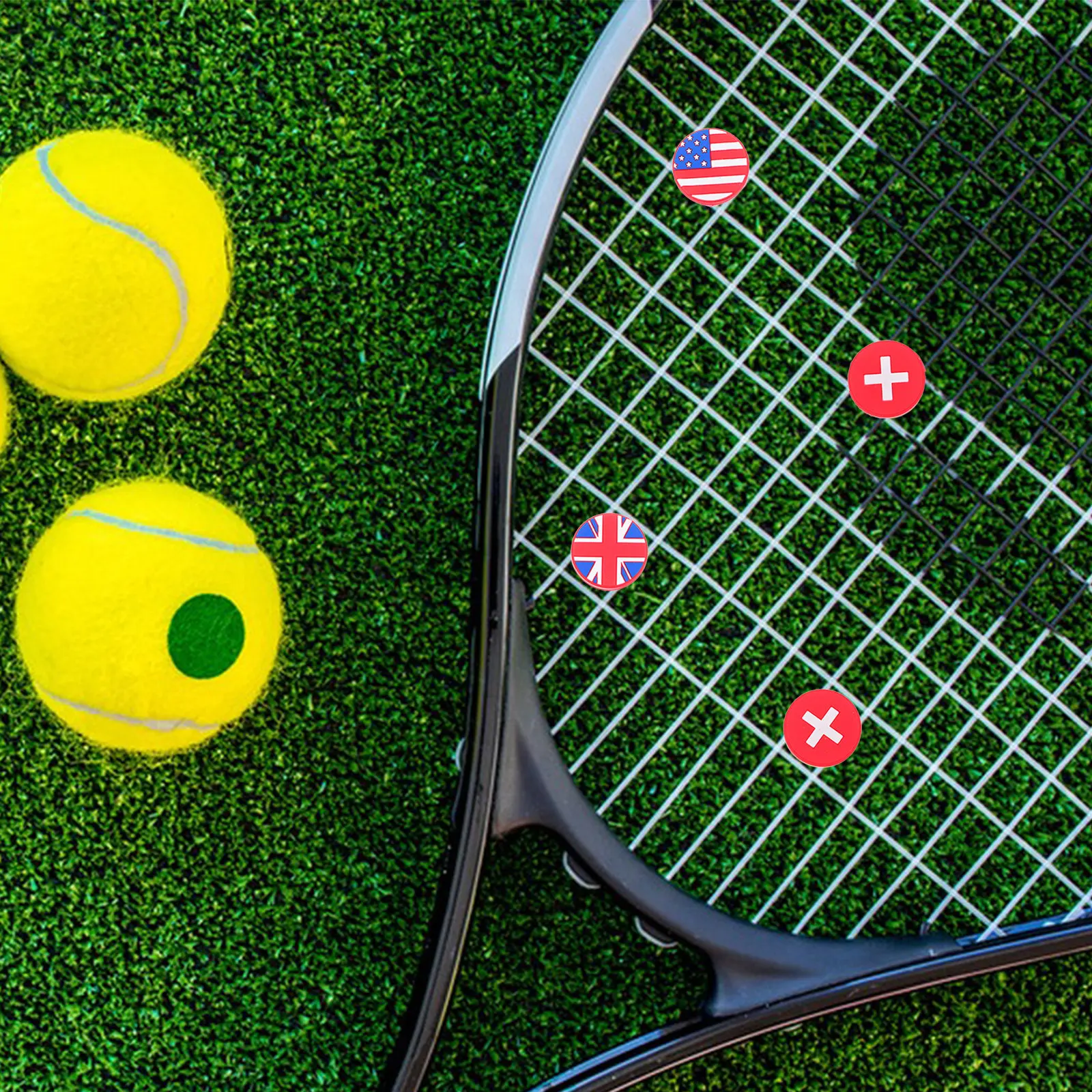

4Pcs Silicone Tennis Racket Dampeners Flag Design Vibration Absorbers for Enhanced Control Stability Comfort All Rackets