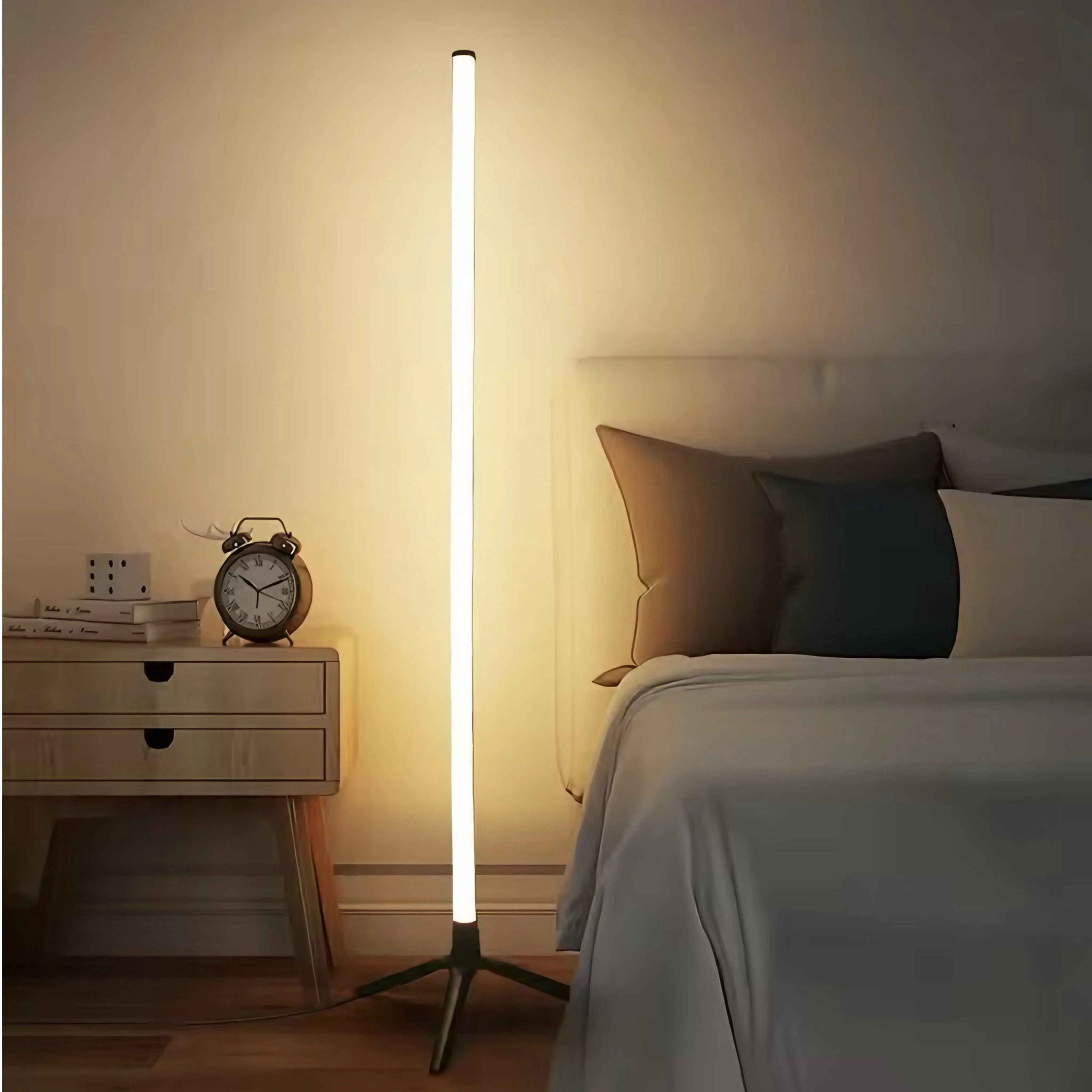 Luminária de canto de chão com LED RGB, decoração de ambiente com mudança de cor, luz noturna para jogos, sala de estar e quarto