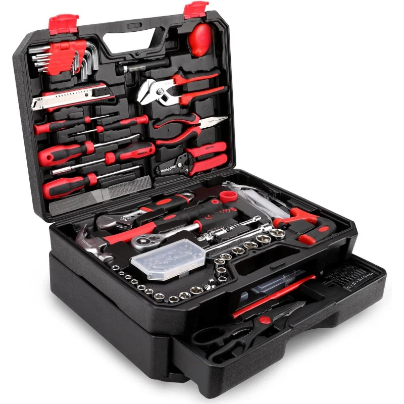 Toolbox with Drawer Storage Box,Universal Household Tool Kit - Perfect for Homeowner