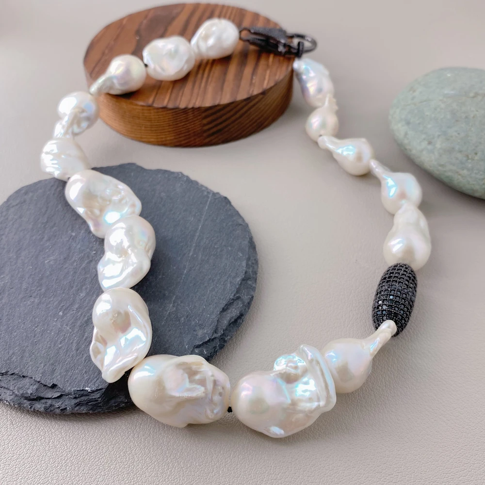 

yygem 19x26 мм настоящее культивированное белое реборн кеши жемчуг женское колье-колье с воротником дизайнерские ювелирные изделия