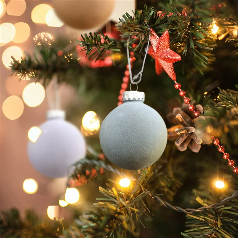ABMR-12PCS المخملية عيد الميلاد الحلي الكرة توافدوا البلاستيك شاتيربروف عيد الميلاد الكرة عطلة حزب زينة معلقة