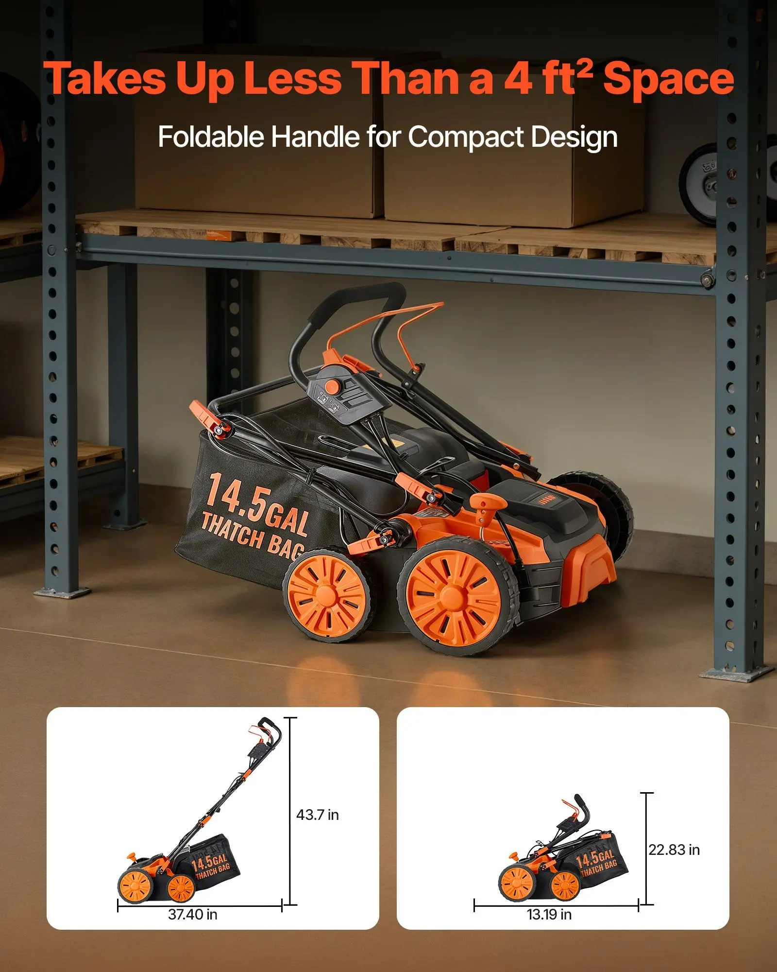 أداة إزالة الشعر والخدش الكهربائية 2 في 1 مقاس 16 بوصة و15 أمبير مع حقيبة تجميع سعة 14.5 جالون وتعديل عمق 5 أوضاع #6